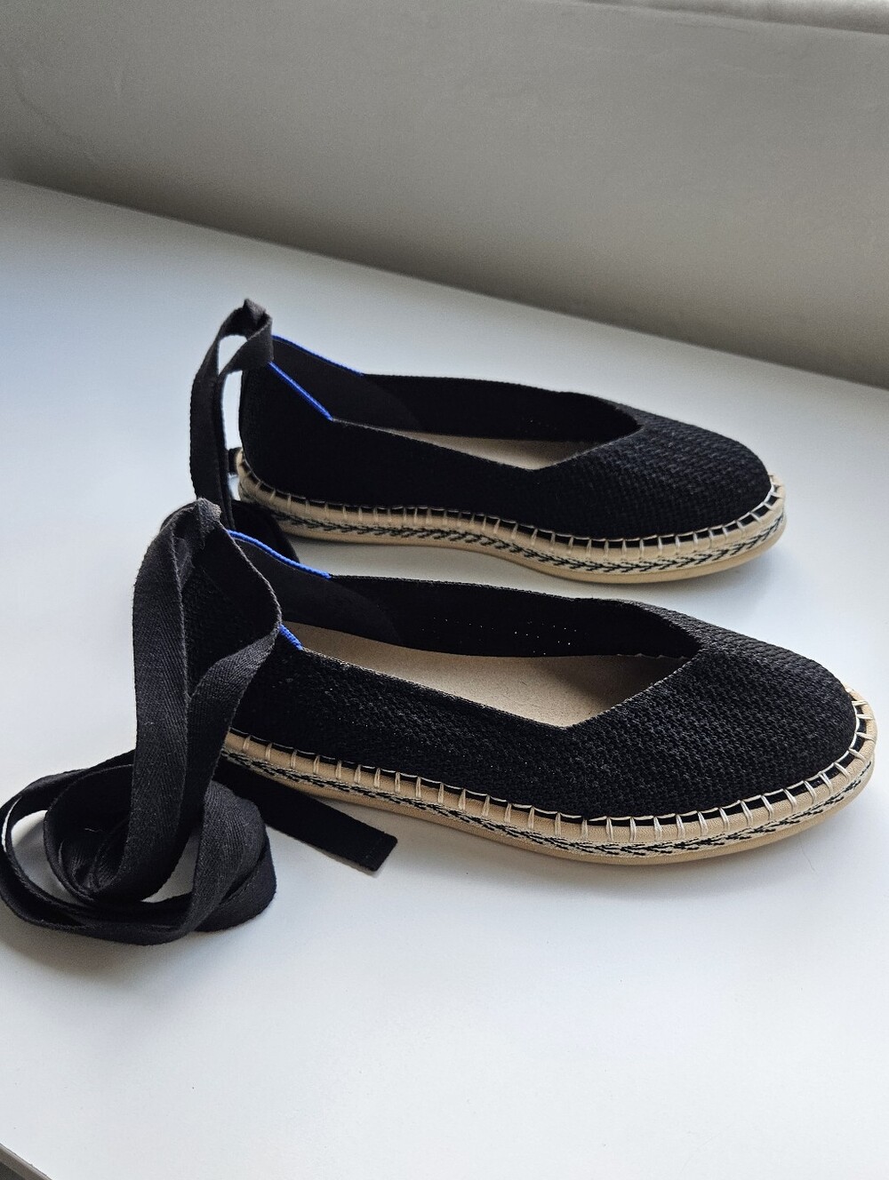 Rothy's Black Knit Ankle Wrap Espedrilles - Picture 2 of 10